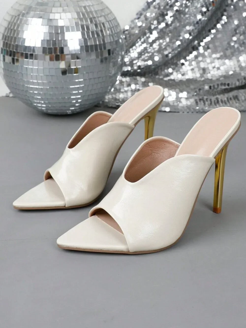 Apricot Sexy Women's Gold Heeled Sandals